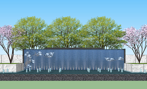 New Chinese Style Wall Fountain Waterscape 3d model