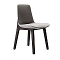 Contemporary Leisure Chair With Gray Fabric Upholstered Back Dark Wooden Legs And Comfortable Seat