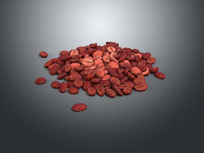 Red Beans Pile Scattered On Gray Background With Natural Texture And Look 3d model