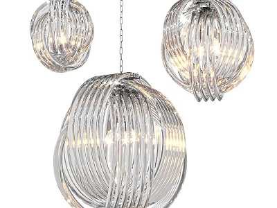 Modern Silver Spiral Design Chandeliers with Bright Illumination and Metal Frame for Interior 3d model