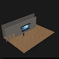Black Office Equipment Command Center With Large Monitoring Screen Data Display And Lectern