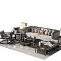 Elegant Modern Sofa And Coffee Table Set With Multiple Cushions Side Tables And Table Lamps 3d model