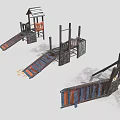 Wooden Outdoor Playground Equipment With Climbing Frame Slide Ramp And Platform Steps