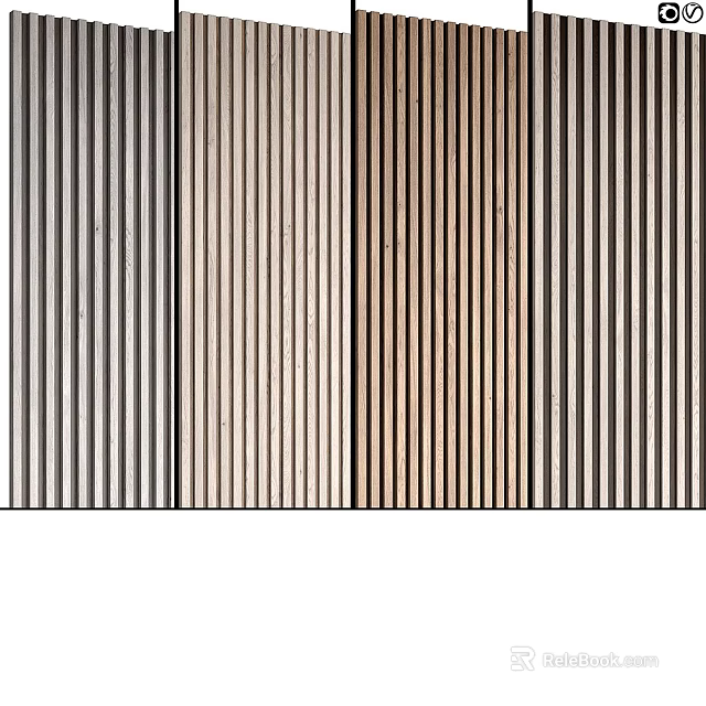 Modern Vertical Striped Wall Panels In Different Colors For Interior Design 3d model 