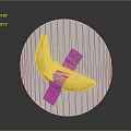 Cartoon Themed Wall Decor With Circular Board And Yellow Banana Attached By Tape