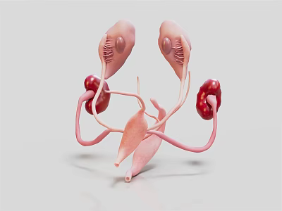 Medical Device 3D Anatomical Model Of Urinary System Organs Including Kidney Ureter And Bladder 3d model