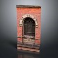 Red Brick Arched Window Decorative Ornament With Glass For Home Living