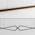 Modern Interior Design Featuring Golden Long And Black Geometric Intersecting Pendant Lights