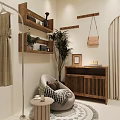 Minimalist Modern Clothing Store Interior With Hanging Racks Mirrors And Wooden Display Cabinets