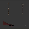 Essential Living Supplies With Red Fabric Curtain Hooks And Wooden Shelf Decor