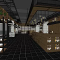 Modern Industrial Restaurant Interior With Wooden Tables Chairs And Hanging Lights