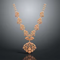 Traditional Floral Design Rose Gold Necklace With Intricate Ornate Pendant Jewelry Piece
