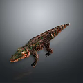 Reptile Crocodile 3D Rendering With Colorful Patterned Scales Detailed Texture Gradient Gray Background And Reflection 3d model