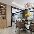 Modern Light Luxury Open Plan Living And Dining Room Interior With Cozy Sofa And Decorations