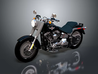 Vintage Classic Black Motorcycle With Chrome Accents Large Wheels And Black Seat 3d model