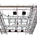 Industrial LOFT Pipe Quartet Continuous HVAC Pipe Fire Protection 3d model