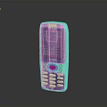 Old Blue Mobile Phone With Keypad And Screen Displaying Person