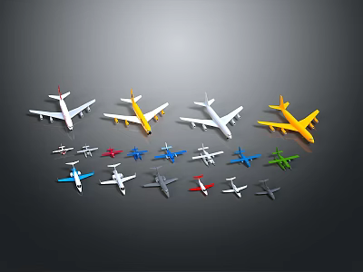 Various Colored Spacecraft Models Collection Showcasing Space Exploration On Dark Background 3d model