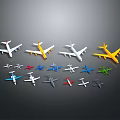 Various Colored Spacecraft Models Collection Showcasing Space Exploration On Dark Background