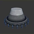 Shiny Stainless Steel Industrial Component With Circular Lid And Bolted Base Structure