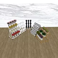 Colorful Garden Decor Display With Tiered Shelves And White Black Planters