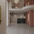 Modern Clothing Store Interior With Spiral Staircase Clothes Racks Displayed Bags And Soft Tones
