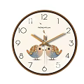 Round Wall Clock With Brown Frame Two Birds And Dingding You Text