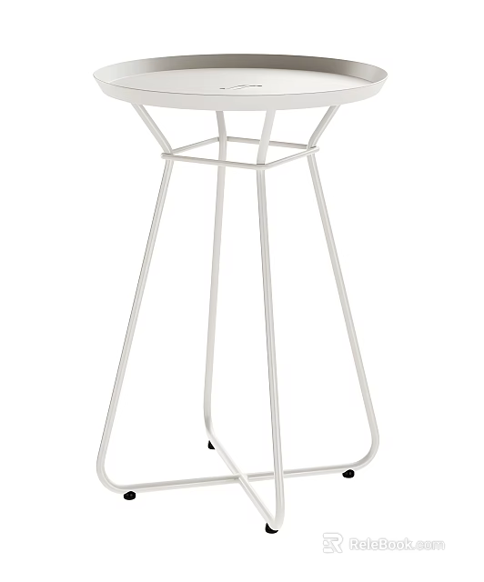 Modern White Metal Frame Dining Table With Sleek Minimalist Structure Design 3d model 