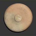 Hand Carved Round Clay Sculpture with Circular Base and Textured Surface 3d model