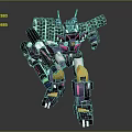 Purple And Pink Mechanical Robot With Yellow Armor Weapons And Battle Stance In 3D Render