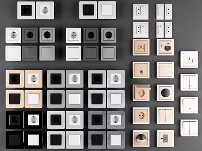Modern Switch Panels With Various Colors And Different Styles For Home Decor 3d model