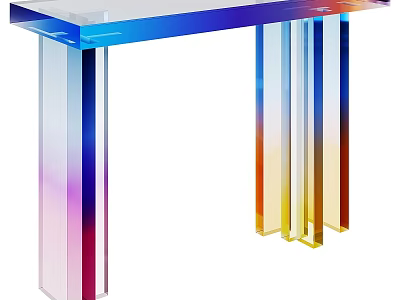 Modern Transparent Dressing Table With Colorful Gradient Acrylic Legs And Vibrant Design 3d model