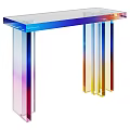 Modern Transparent Dressing Table With Colorful Gradient Acrylic Legs And Vibrant Design