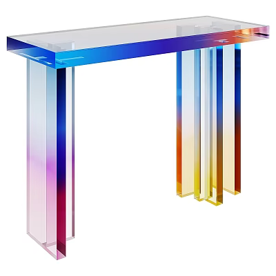 Modern Transparent Dressing Table With Colorful Gradient Acrylic Legs And Vibrant Design 3d model