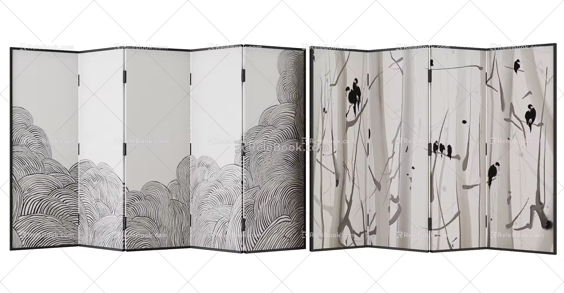 new chinese style screen 3d model