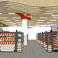 Modern Supermarket Department Store Interior Design With Shelves Products Deli Section And Colorful Decorations