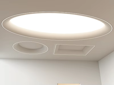 Contemporary Modern Ceiling Design With Round And Square Recesses And LED Lighting 3d model