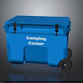 Blue Portable Camping Cooler With Wheels For Outdoor Food And Drink Storage 3d model
