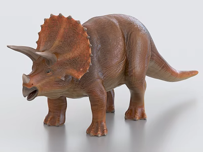 Realistic Triceratops Dinosaur Model Featuring Brown Skin And Open Mouth 3d model