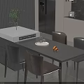 Modern Kitchen Interior Design With Island Counter Dining Table Chairs And Green Plant