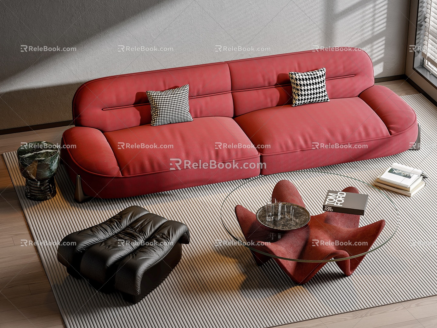 Sofa coffee table combination 3d model