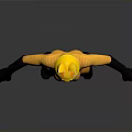 3D Character Model In Yellow And Black Tight Suit With Cat Ear Helmet