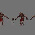 Muscular Monster Character With Sharp Teeth Clawed Hands And Tattered Red Loincloth