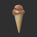 Creamy Chocolate Ice Cream In Crispy Waffle Cone On Black Background