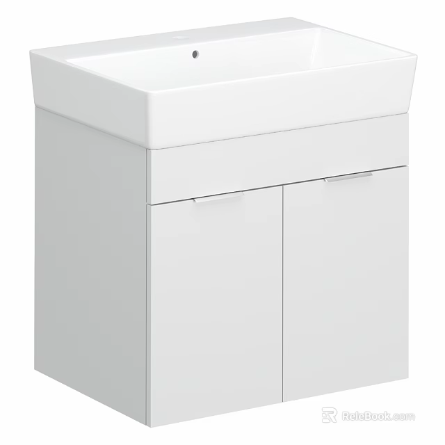 Modern Bathroom Vanity With White Sink And Double Door Cabinet Design 3d model 