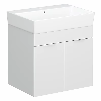Modern Bathroom Vanity With White Sink And Double Door Cabinet Design 3d model