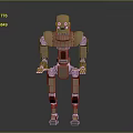 Brown Robot 3D Model With Red Eyes Mechanical Joints And Metal Parts