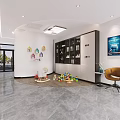 Modern Dental Clinic Reception Desk With White Counter Logo Sign And Magazine Rack In Bright Interior