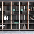 Modern Storage Rack Bookcase Single Chair Combination 3d model