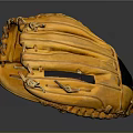 Yellow Leather Baseball Glove For Sports With Classic Design And Stitching